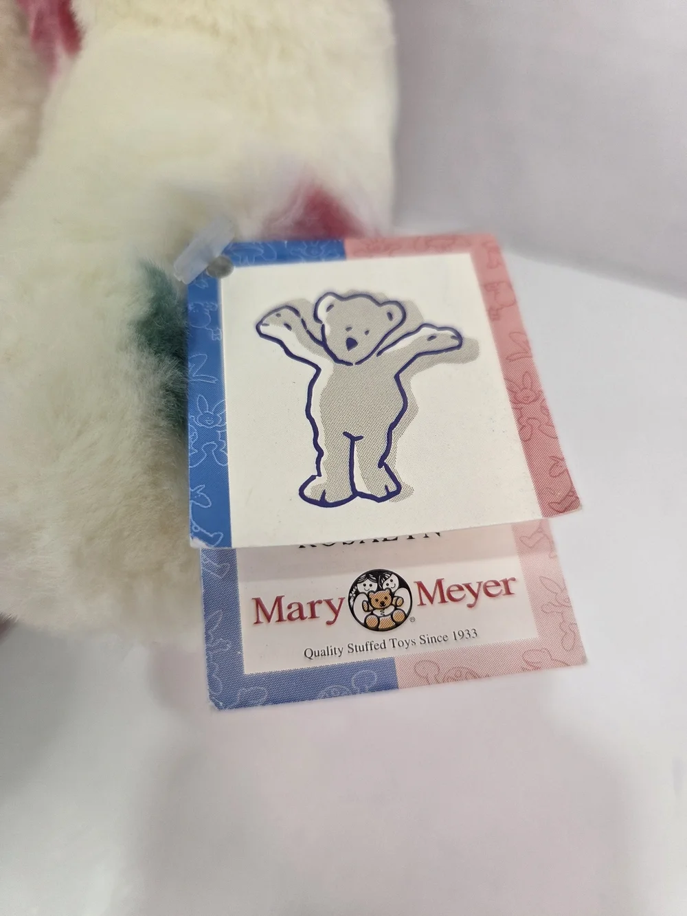 Vintage Mary Meyer Plush Teddy Bear Rosalyn White Pink Roses MINT CONDITION